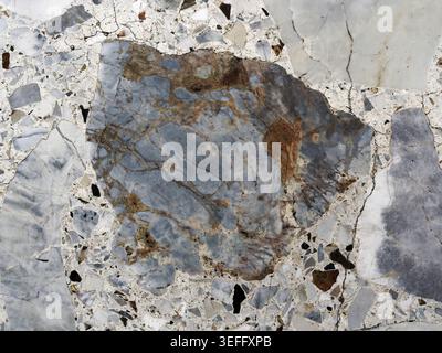 Blue-Gray Marble with Rust Veins Stock Photo
