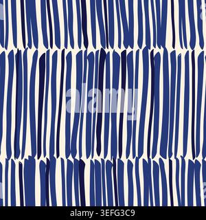 Seamless shabby striped pattern in blue. Hand drawn stripes design for carpet, ceramic tile, wallpaper, linoleum, textile, web page background. Vector Stock Vector