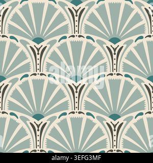 Retro seamless floral pattern from the 50s and 60s. Seamless abstract Vintage background in sixties style. Art deco. Vector illustration Stock Vector