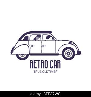 French Retro Car Logo Template in Line Art Stock Vector