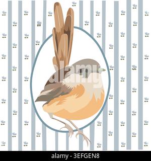 White rooster, minimalist farm bird vector illustration in soft pastel flat design,vintage whimsical Stock Vector