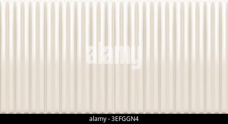 White vertical ceramic wall panel texture with realistic 3d fluted seamless pattern for modern interior background design Stock Vector