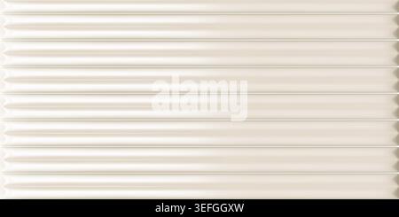 White horizontal ceramic wall panel texture with realistic 3d fluted seamless pattern for modern interior background design Stock Vector