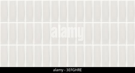 White ceramic subway tile texture with realistic 3d seamless wall pattern for bathroom kitchen and interior background design Stock Vector