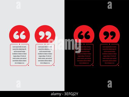 double quote symbol with text support. double quotes set. double quotes concept. Stock Vector