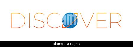 discover word and planet symbol. vector discover logo. Stock Vector
