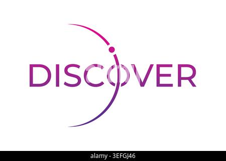 discover vector logo. purple discover word and planet concept. Stock Vector