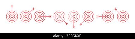 eight steps dart and arrow sign. vector darts set. Stock Vector