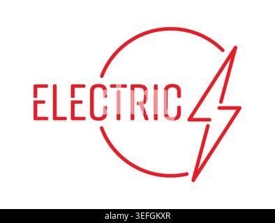 electricity word and lightning symbol. Stock Vector