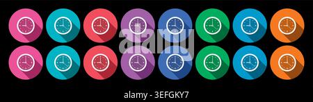 eight color analog clock. round clock. Stock Vector