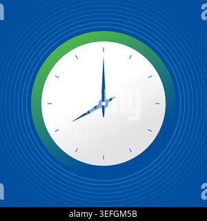 Elegant, simple, stylish analog watch concept. green-blue analog clock symbol. wall clock concept. Stock Vector