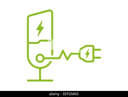 Electric Car Charging Station Vector Concept with Electrical Power Plug and Eco Energy Vehicle Icon Stock Vector