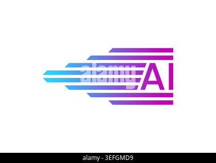 fast AI logo. vector artificial intelligence concept. blue-purple AI logo. Stock Vector