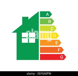 energy, efficiency, label, saving, class, scale, rating, level, grade, category, eco, ecology, ecological, power, electricity, electric, green, sustai Stock Vector
