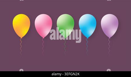 five colorful vector balloons. colorful balloons. Stock Vector