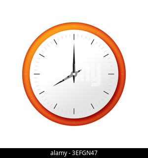 Elegant, simple, stylish analog watch concept. orange analog clock symbol. orange wall clock. Stock Vector