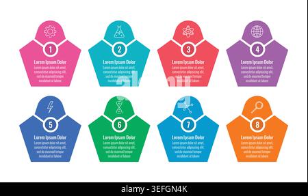 eight steps infographic template. Stock Vector