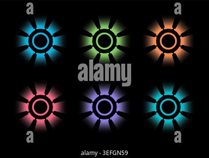 explosion effects on black background. colorful explosion shapes. Stock Vector