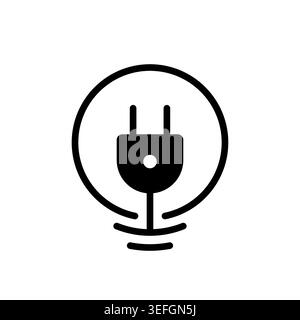 electrical plug on a white background. vector round electrical plug. Stock Vector