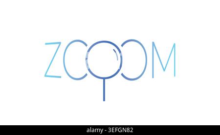 fisheye zoom and magnifying glass symbol on white background. zoom word. Stock Vector