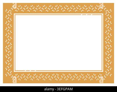 floral frame with gold background. frame with leaf pattern. vector frame. Stock Vector