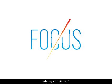 focus word concept. blue gradient focus logo on white background. Stock Vector