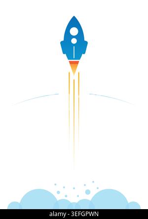 Firing rocket concept. Launched rocket symbol. fast rocket symbol. Stock Vector