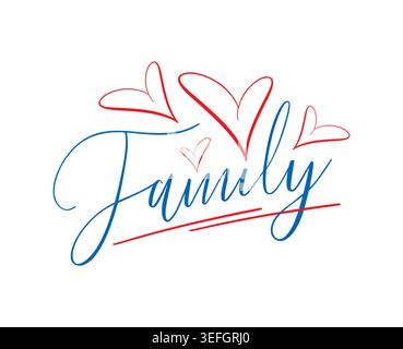 family logo. family word and heart symbol. family concept. Stock Vector