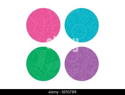 futuristic background set in circles. technological backgrounds. abstract background set. Stock Vector