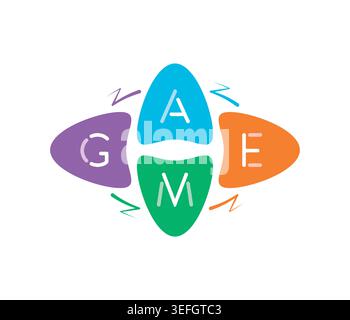 game text on white background. game word concept. Stock Vector
