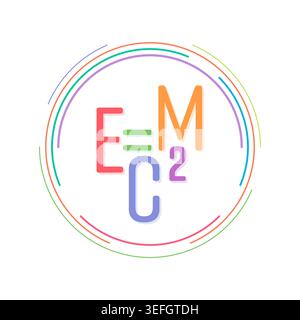 Formula e=mc2 in colored circle. colorful e=mc2 concept. Stock Vector