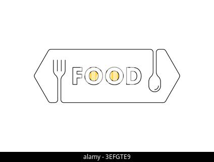 fork and spoon and food logo. fork and spoon symbols for menu, restaurant. Stock Vector