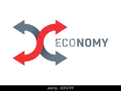 four way arrow sign and economy concept. finance, economy concept for business Stock Vector