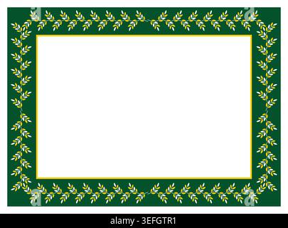 frame with leaf pattern. floral horizontal frame with green background. vector frame Stock Vector