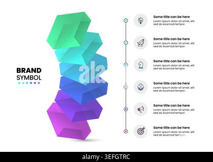 Infographic template with icons and 6 options or steps. Glass blocks. Can be used for workflow layout, diagram, banner, webdesign. Vector illustration Stock Vector
