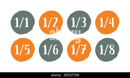 fractional numbers in circle. fractional numbers concept. Stock Vector