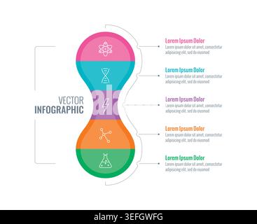 geometric infographic template. five steps information template. business infographic. Stock Vector