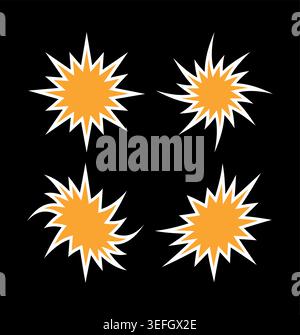 four option explosion symbols on black background. explosion shapes. Stock Vector