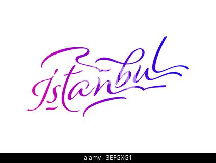 gradient istanbul word. handwritten istanbul concept. Stock Vector