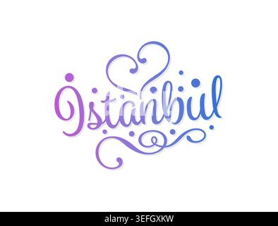 gradient istanbul and heart symbol. heart istanbul logo. Stock Vector