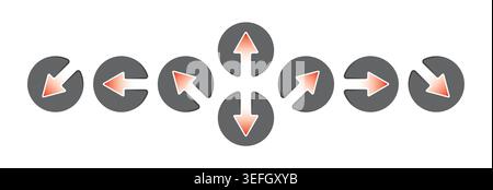 gray arrow signs. round inside arrow signs set Stock Vector