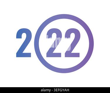 gradient 2022 logo on white background. blue-violet 2022 logo Stock Vector