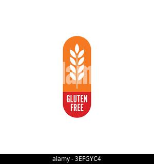 gluten free and spike symbol. gluten free on red-orange background. Stock Vector