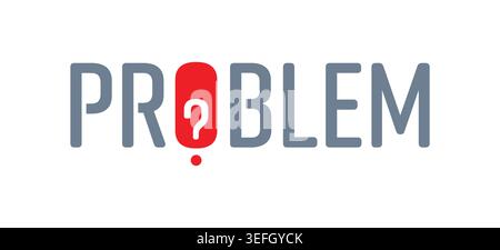 gray-red problem logo on white background. Stock Vector