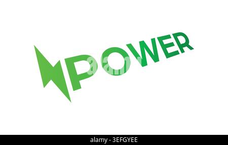 green power word and lightning symbol. power concept. Stock Vector