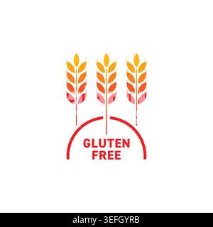 gluten free and spike image. red-orange gluten free. Stock Vector