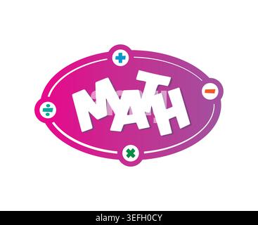 gradient math word. math symbols and word math in ellipse. Stock Vector