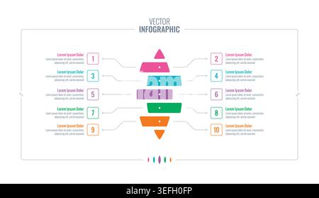geometric infographic template. business infographic design. information template with ten options Stock Vector