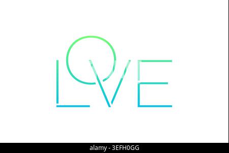 gradient love word. love concept on white background. Stock Vector
