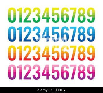 gradient dashed numbers. vector colorful numbers. Stock Vector